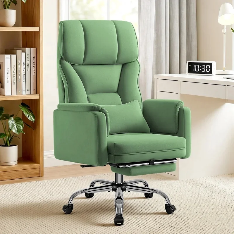 Pet friendly high back imitation leather cross legs green massage office revolving recliner home computer chair