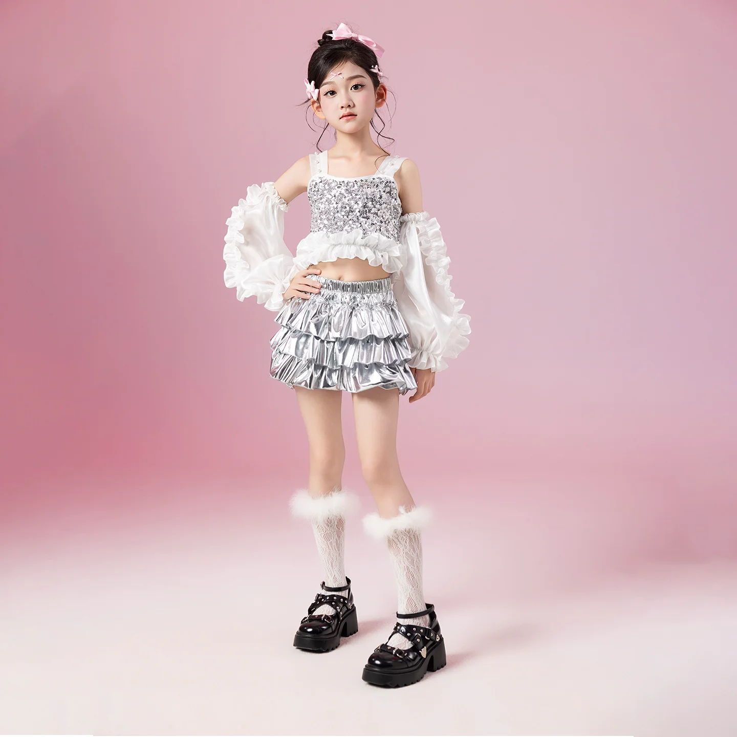 Jazz Dance Girl Clothing Girl Model Catwalk Trendy Clothing Set Children's Dance Clothing