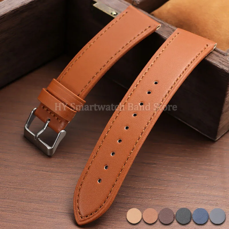 20mm 22mm Leather Watch Strap for Seiko for Omega for Huawei Watch GT2/3/4 Quick Release Wrist Band Men Women Universal Bracelet