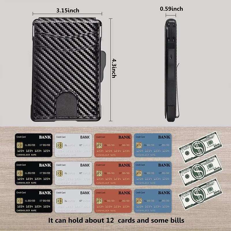 RFID Blocking Business Card Holders Tactical Carbon Fiber Card Holder Pu Leather Anti-lost Name Card Case Bag Minimalist Wallets
