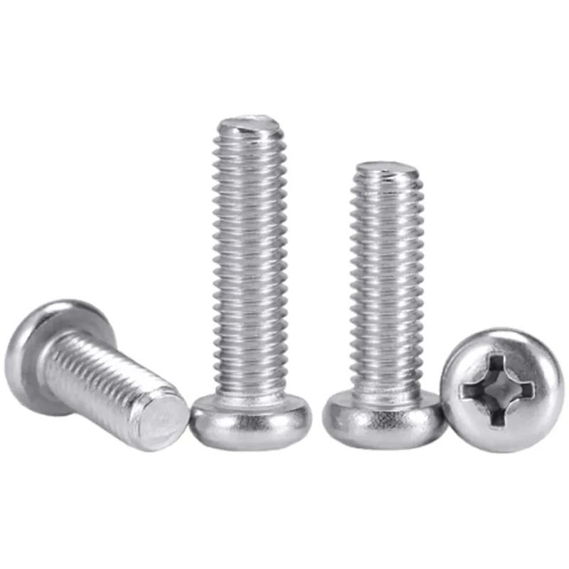 50/100 Pcs/Bag 304 Stainless Steel Cross Recessed Round Head Machine Screws, M2 M2.5 M3 M4, YB 818