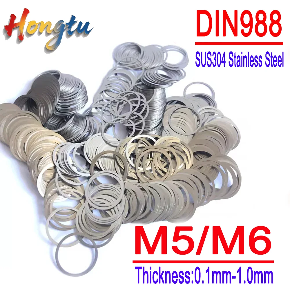 

Hongtu DIN988 M5 M6 Adjusting Shim Washers - Ultra-Thin Plain Flat Gaskets, SUS304 A2 Stainless Steel
