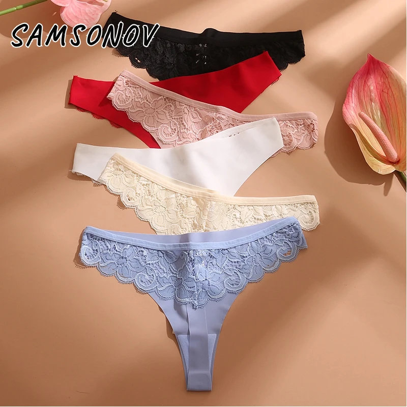 Sexy Lingerie Women's Panties Lace Seamless Female Underwear Perpective Solid Elasticity Thong for Ladies G-String Underpants