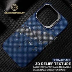 Magnetic Carbon Fibre Texture Wireless Charge For Magsafe Case For iPhone 13 14 15 Pro Max 15Plus Stand Alloy Lens Hard PC Cover