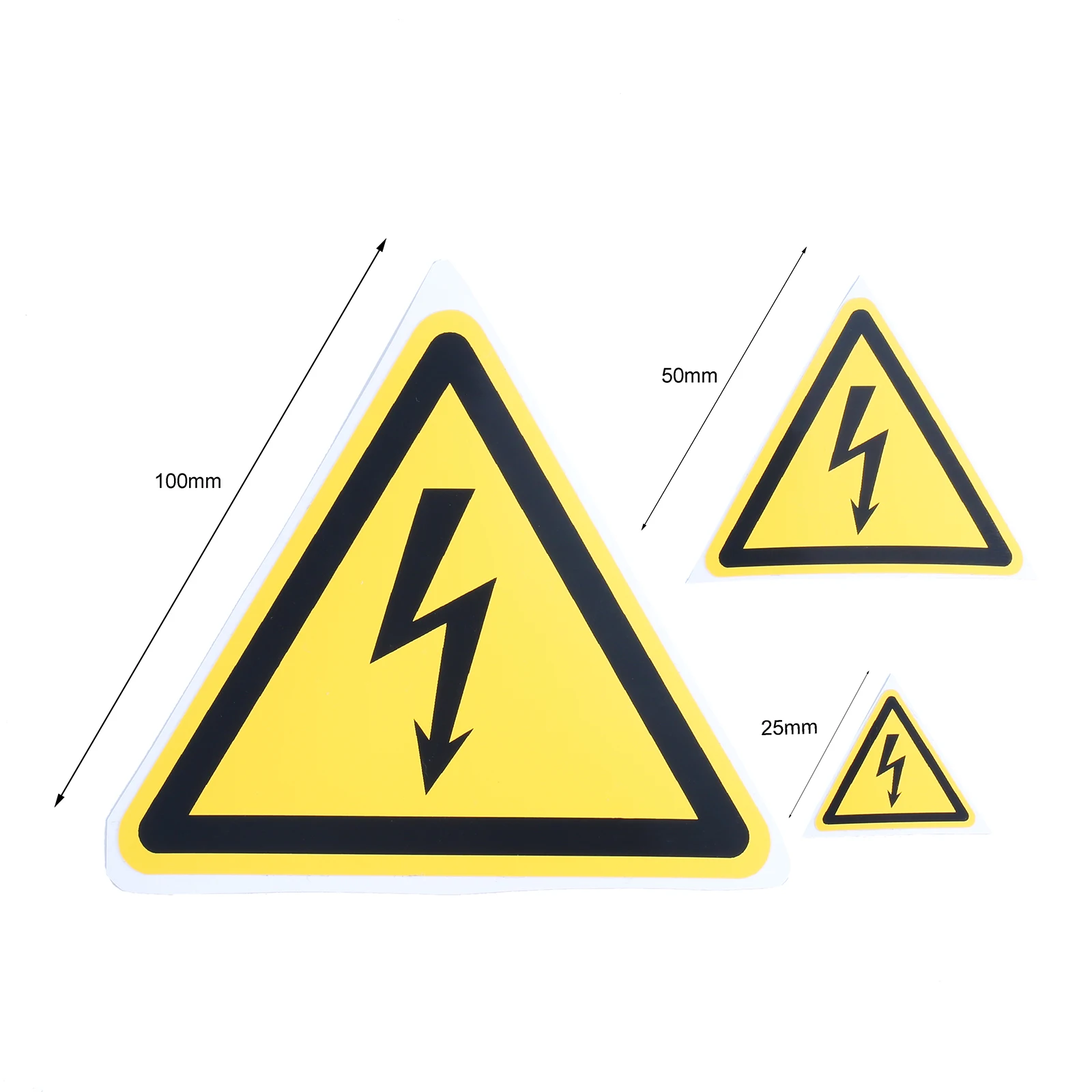 5 or 10pcs Safety Warning Stickers Beware of Electric Shock 2.5/5/10cm Equilateral Triangle PVC Adhesive Label Yellow Sign Decal