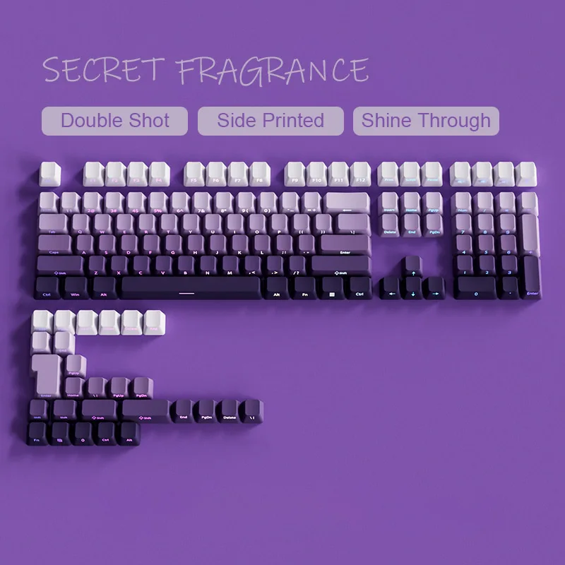 DIXSG 135-Tasten-Tastenkappen mit Farbverlauf und grünem Glanz, seitlich bedruckte PBT-Double-Shot-Tastenkappen, OEM-Profil für MX-Switches, Gaming-Tastaturen 4