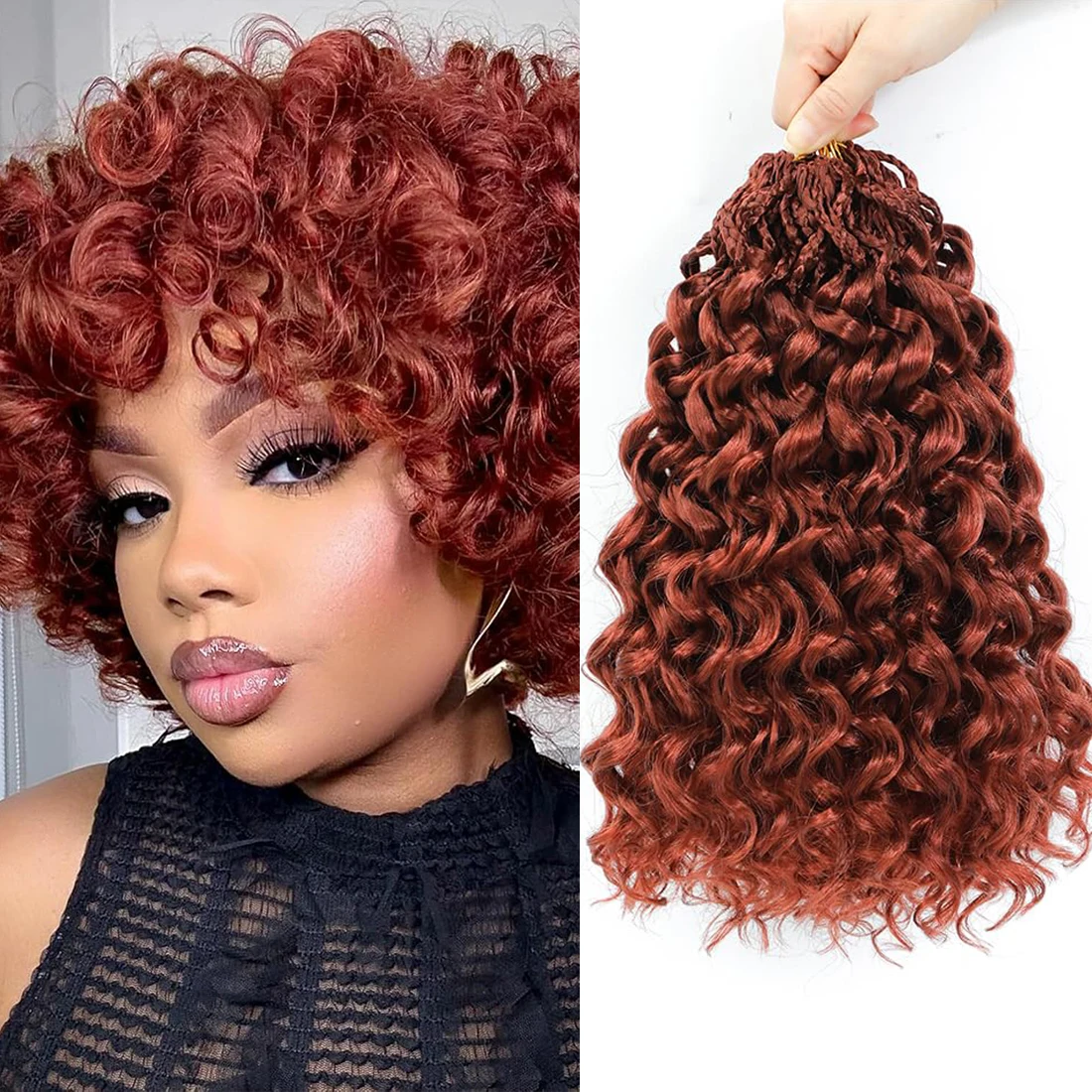 

Синтетические волосы Go Curl, вязанные крючком для женщин, короткие предварительно заплетенные пляжные локоны, вязанные крючком косы, плетение океанских волн, наращивание волос