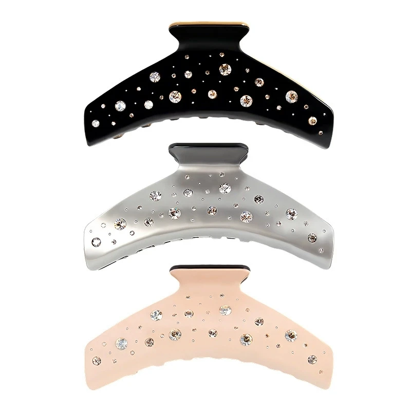 European and American Light Luxury Czech Stone Studded Hair Clips High-quality 3MM Thick Acetate Large Claws Hair Accessories