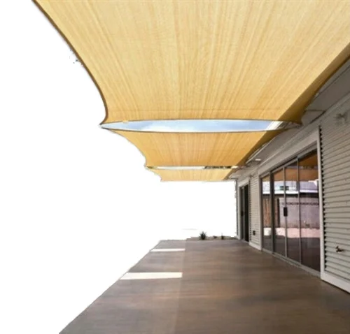 Beige Rectangular Awning UV Block UPF50 Permeable Heavy Duty Awning Courtyard Courtyard Woven HDPE