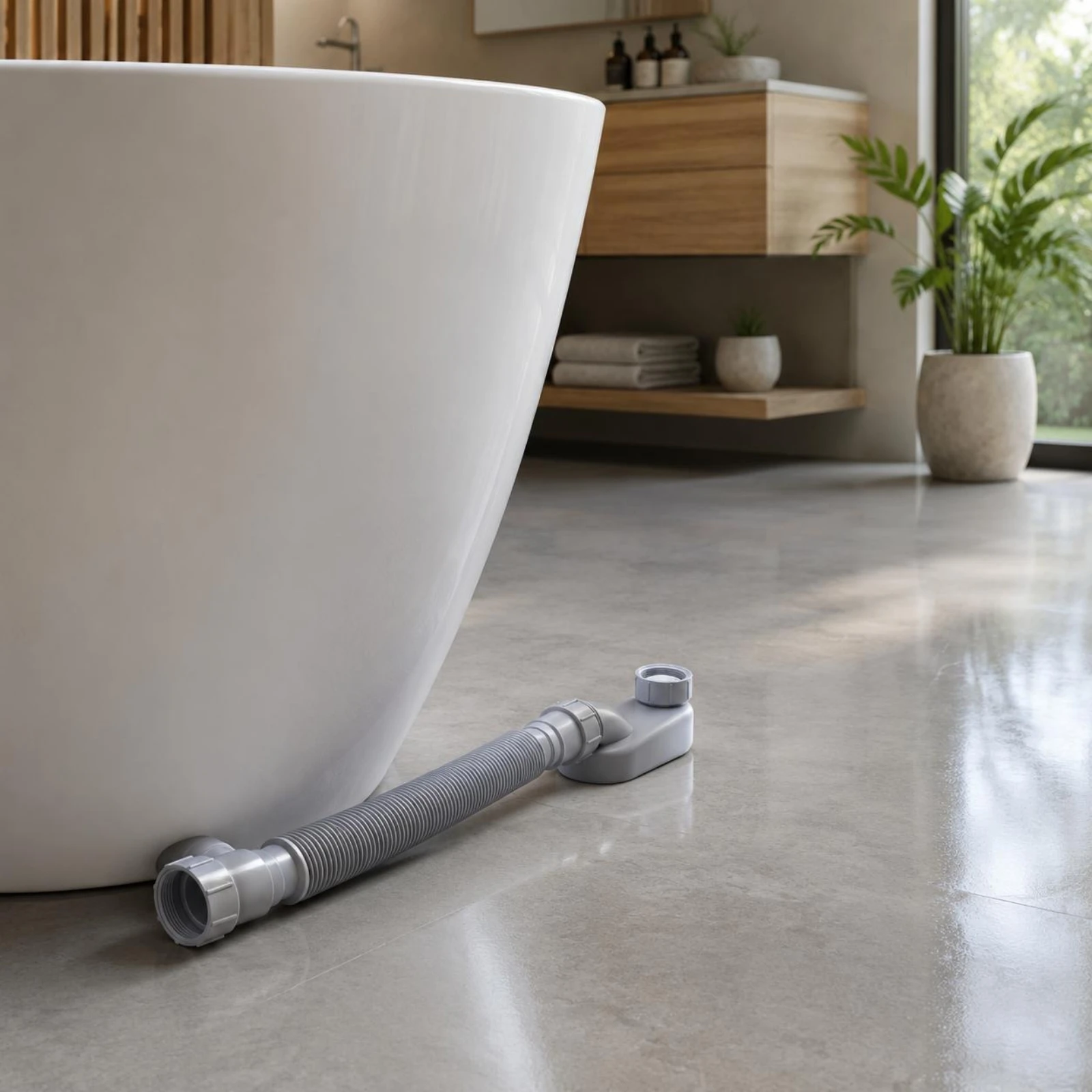 Freestanding Tub Drain Kit Space-Saving Flexible Bathtub Drain Kit Bathroom Plumbing Adjustable Length