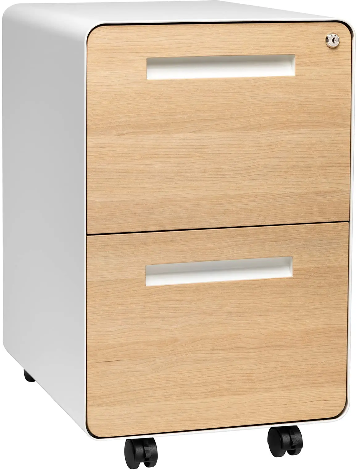 Stockpile 2 Drawer Mobile File Cabinet with Lock - Under Desk Metal Filing Cabinet, Legal/Letter File Folders, Wheels