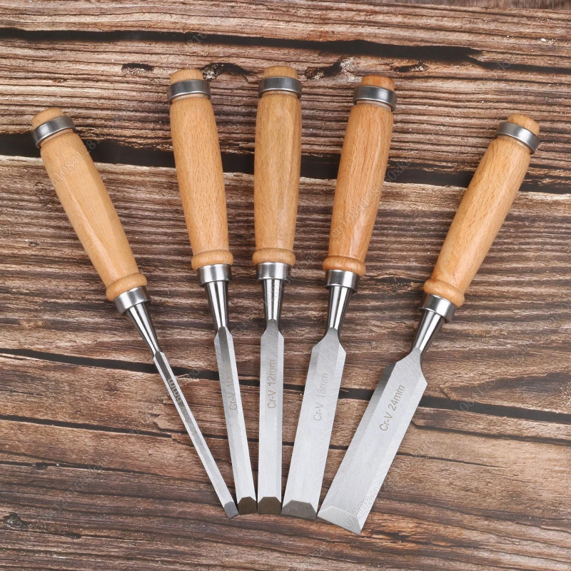 Professional 5Pcs Wood Carving Chisel 6/10/12/18/24mm Carpentry Flat Chisels DIY Woodworking Woodcut Carving Knife Hand Tools