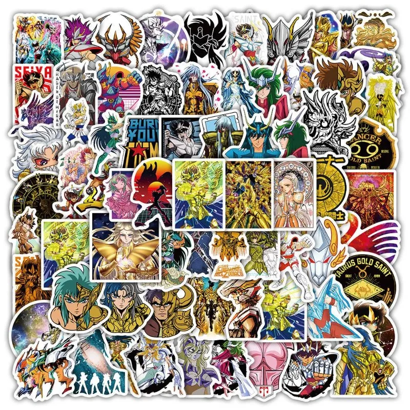 101Pcs Saint Seiya Anime Stickers Cartoon Character DIY Self-Adhesive Stickers Laptop Desk Decorative Decals Stationery Decor