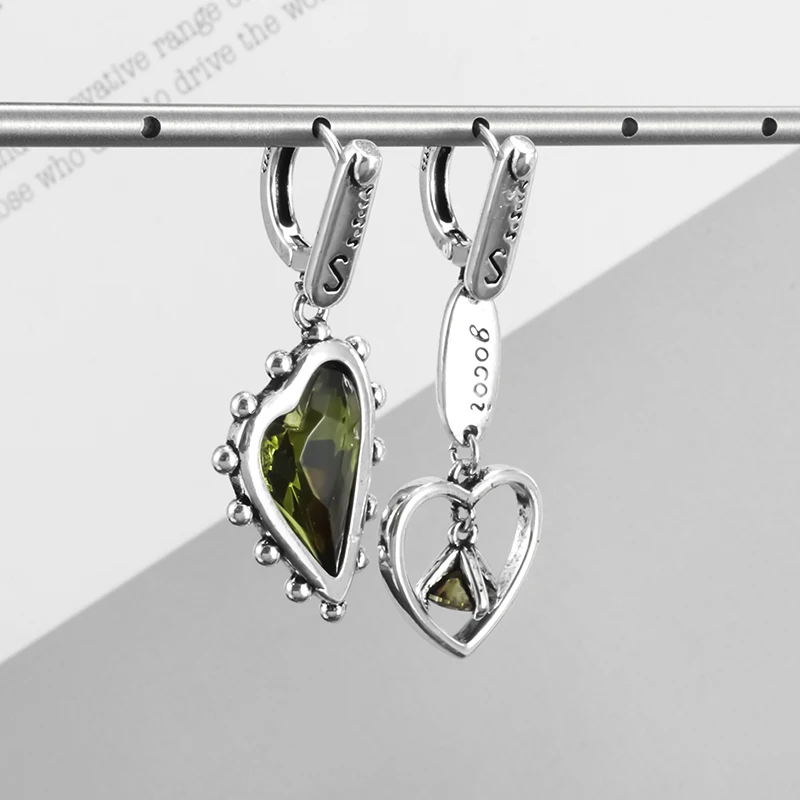 Trendy Elegant Vintage Creative Crystal Heart Drop Earrings for Women Girl Fashion Temperament Party Prom Jewelry