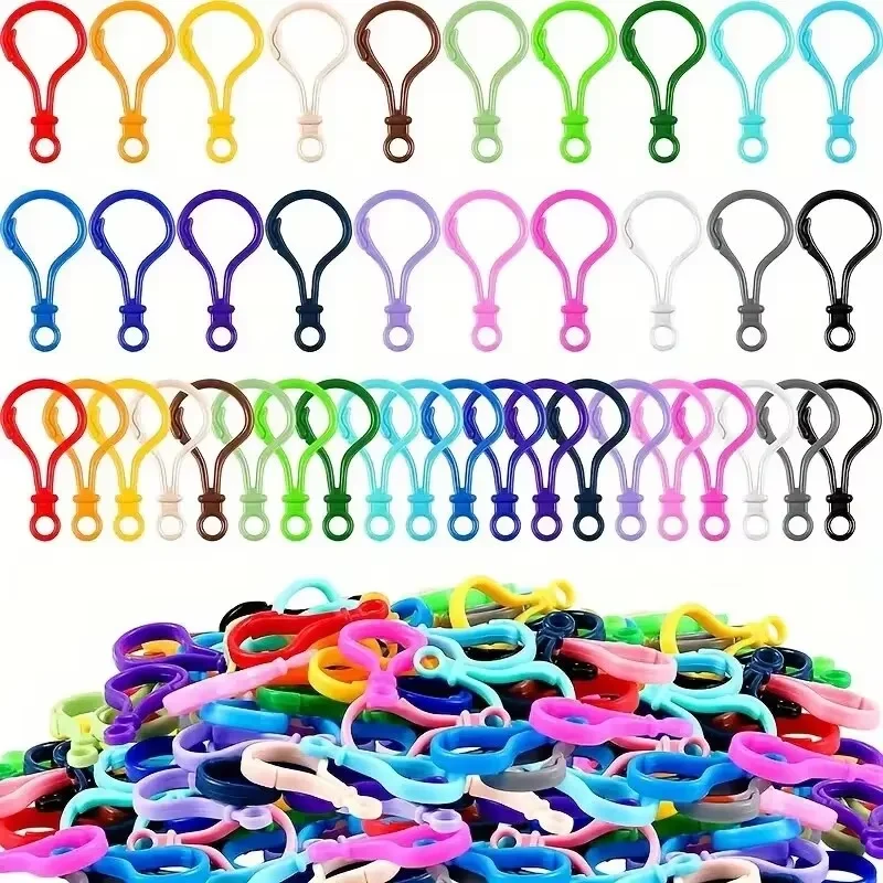 

50/100pcs Plastic Lobster Clasp, Colorful Lanyard Clip And Hook Clasp, Mixed Color, Plastic Keychain Clip For DIY Key Ring