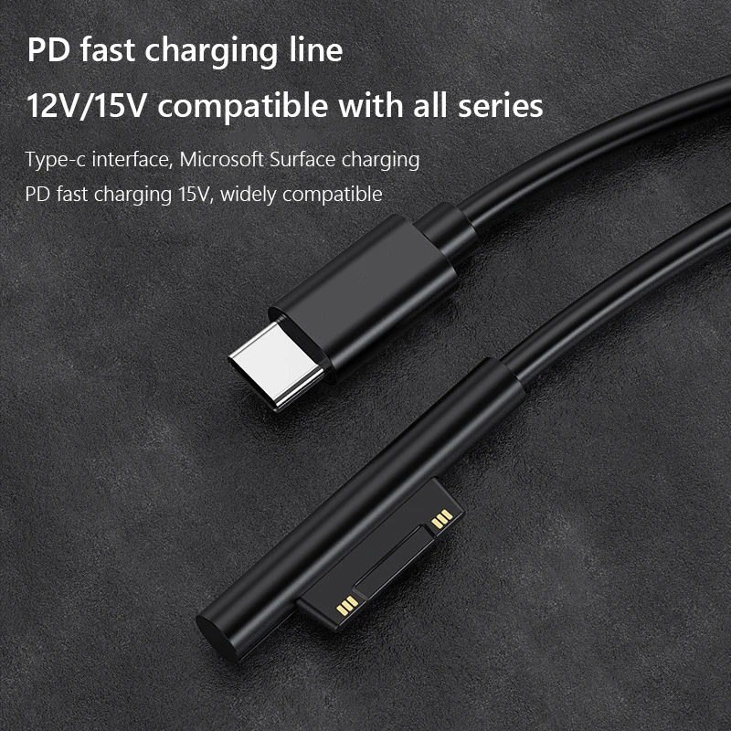 1.5 متر USB Type-C امدادات الطاقة PD شاحن سريع محول USB C شحن سريع كابل ل مايكروسوفت سطح برو 7/6/5/4/3 كتاب/كتاب 2