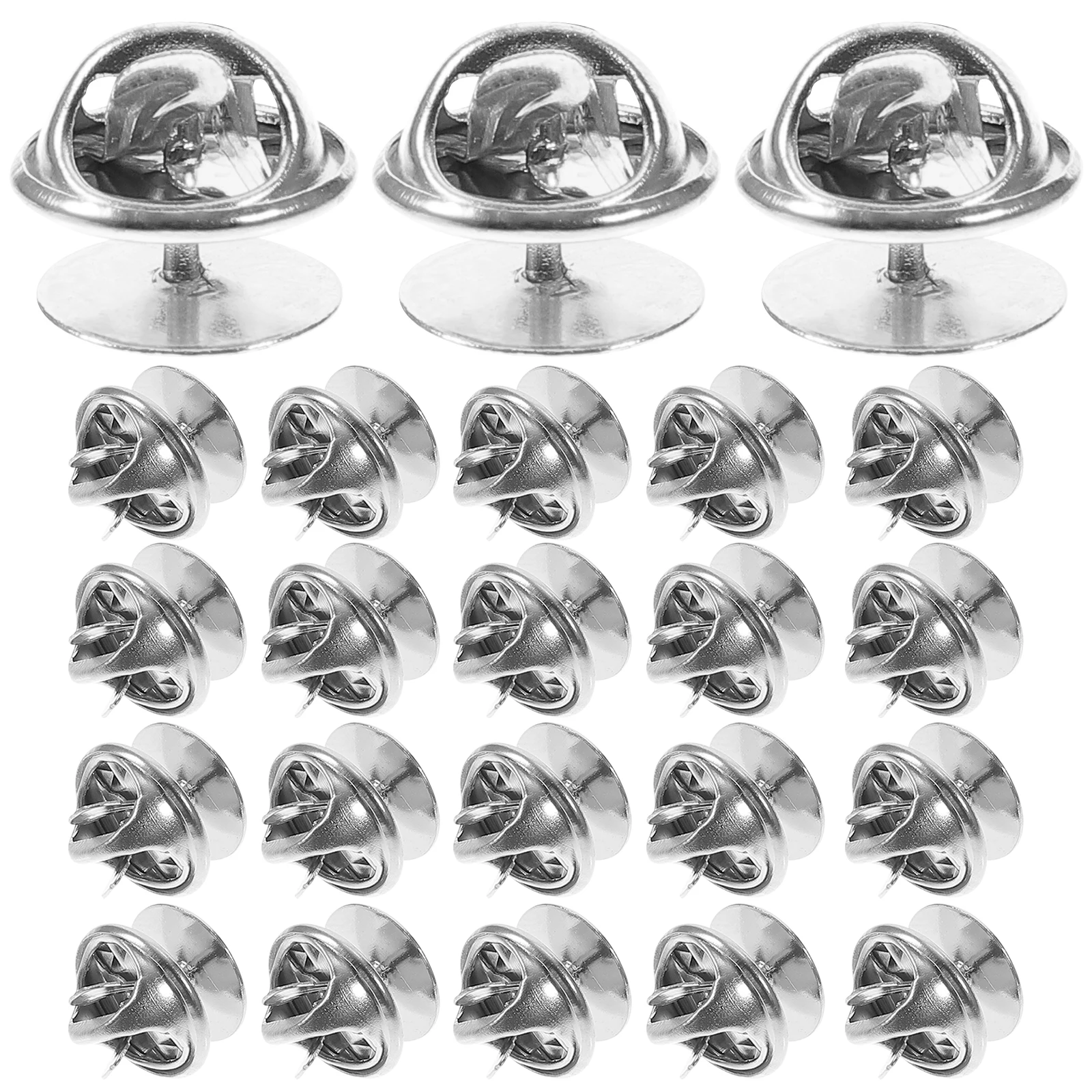 50 set Chrome Tie Frizione Pin Backs Sostituzione Puntine Spilli Schienali Vuoti per Spilla da bavero Cappello Badge Nome Tag Sostituzione