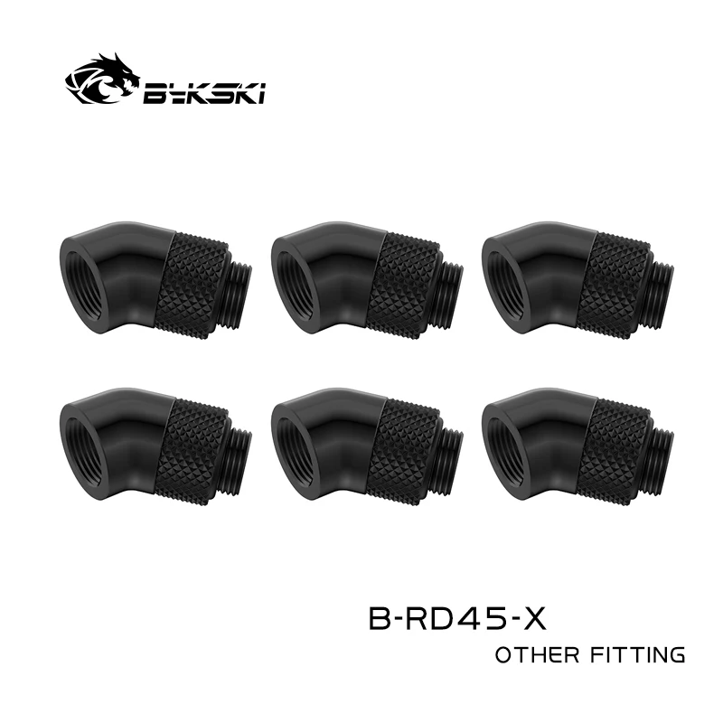 Bykski B-RD45-X,4/6/8pcs G1/4'' Thread 45 Degree Rotary Fitting Adapter Rotating 45 Degrees Water Cooling Adaptors White Silver