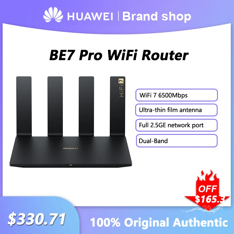 Huawei BE7 Pro Router WiFi 7 6500Mbps Wi-Fi Signal Amplifier 2.4GHz 5GHz Dual-Band Wireless Repeater Full 2.5GE network Port