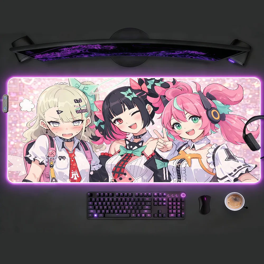 

Коврик для мыши Zenless Zone Zero Angels Of Delusion, RGB LED, нескользящий, для ПК, игровые аксессуары, большой коврик для клавиатуры геймера