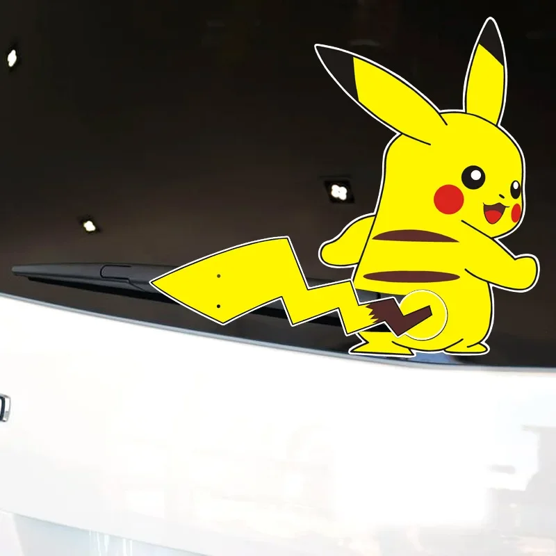 Pokemon Reflective Wiper Sticker Wagging Tail Pikachu Modified Rear Window Decoration Car Sticker Children\'s Toy Birthday Gift