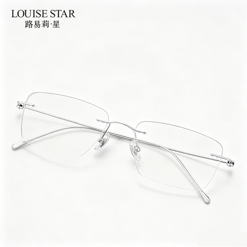Pure Titanium Rimless Optical Frame Men Women Business Frameless Eyeglasses Frame Custom Prescription Myopia Spectacle Eyewear