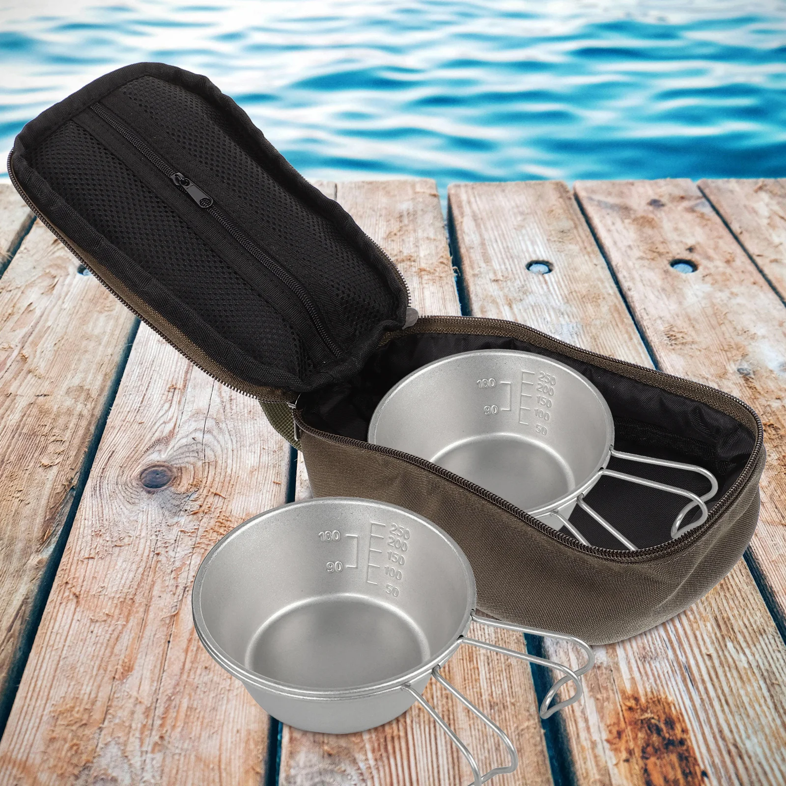 

Camping Cutlery Pouch Heavy Duty Portable Bowl Storage Bag with Handle Multipurpose Outdoor Sundries Holder for Picnic and