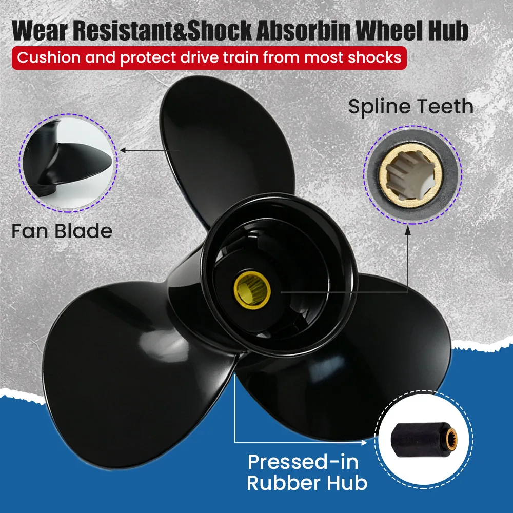 9 1/4x8/9/10/11 Outboard Propeller for Johnson 8HP 9.9HP 15HP Boat Aluminum Alloy Screw 3 Blade 13 Spline Marine Engine Part