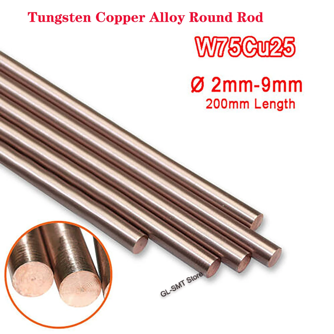 1Pcs W75Cu25 Tungsten Copper Alloy Round Rod Dia 2-9mm W75 Spot Welding Electrode Bar DIY Material Accessories Length 200mm