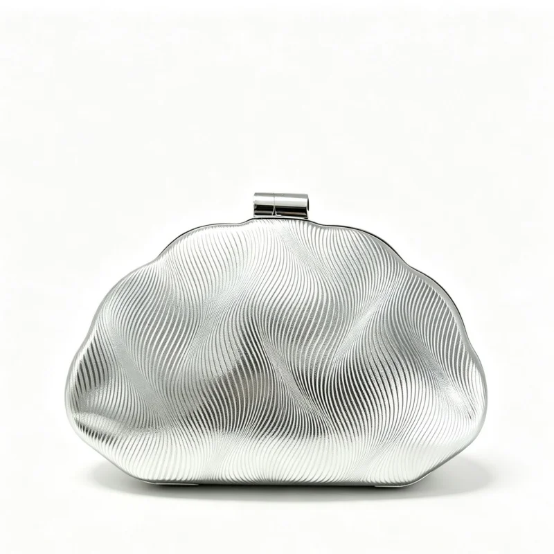 Fashion Holographic Wave Texture Shell Clutch Bag Rainbow Gradient Hard Frame Evening Purse for Women Wedding Party Prom Handbag