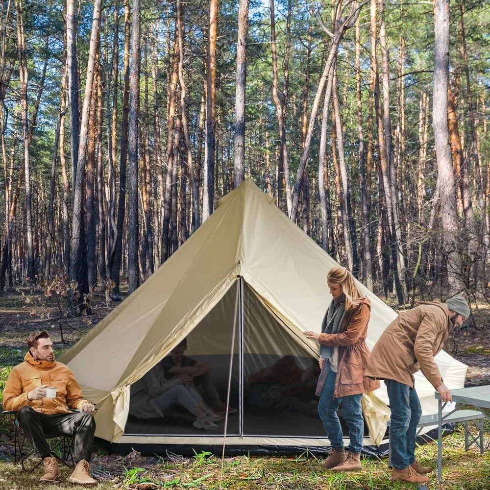 10-Person Yurt Tent Glamping Bell Tent with Spacious Interior, Breathable Waterproof Design, for Family Outdoor Camping