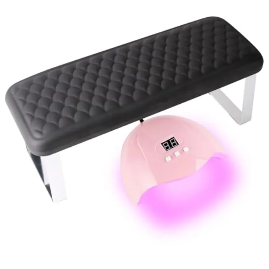 Arm Rest for Nails Tech, Update PU Leather Fish Pattern Hand Nail Foot Stand Rest for Manicure and Pedicure, Black