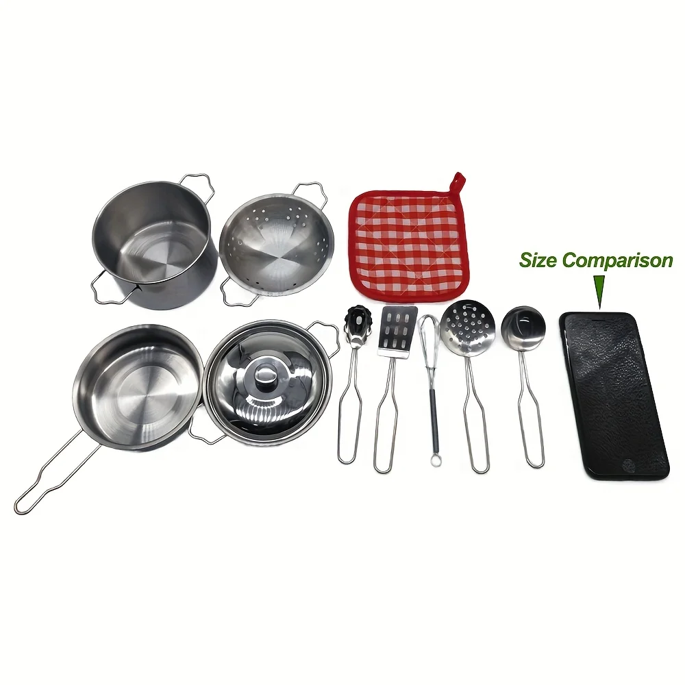 Servies Fantasiespel Mini roestvrijstalen kookspeelset Keukenaccessoires voor kinderen Fantasiespel roestvrijstalen servies