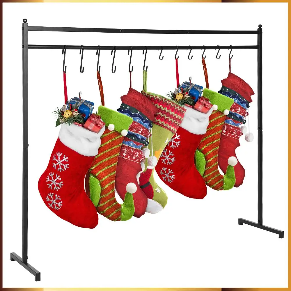 

Christmas Stocking Holder Stand with 12 Stocking Hooks Metal Holiday Decor Hanger Floor-Standing Stocking Stand for Home Floor
