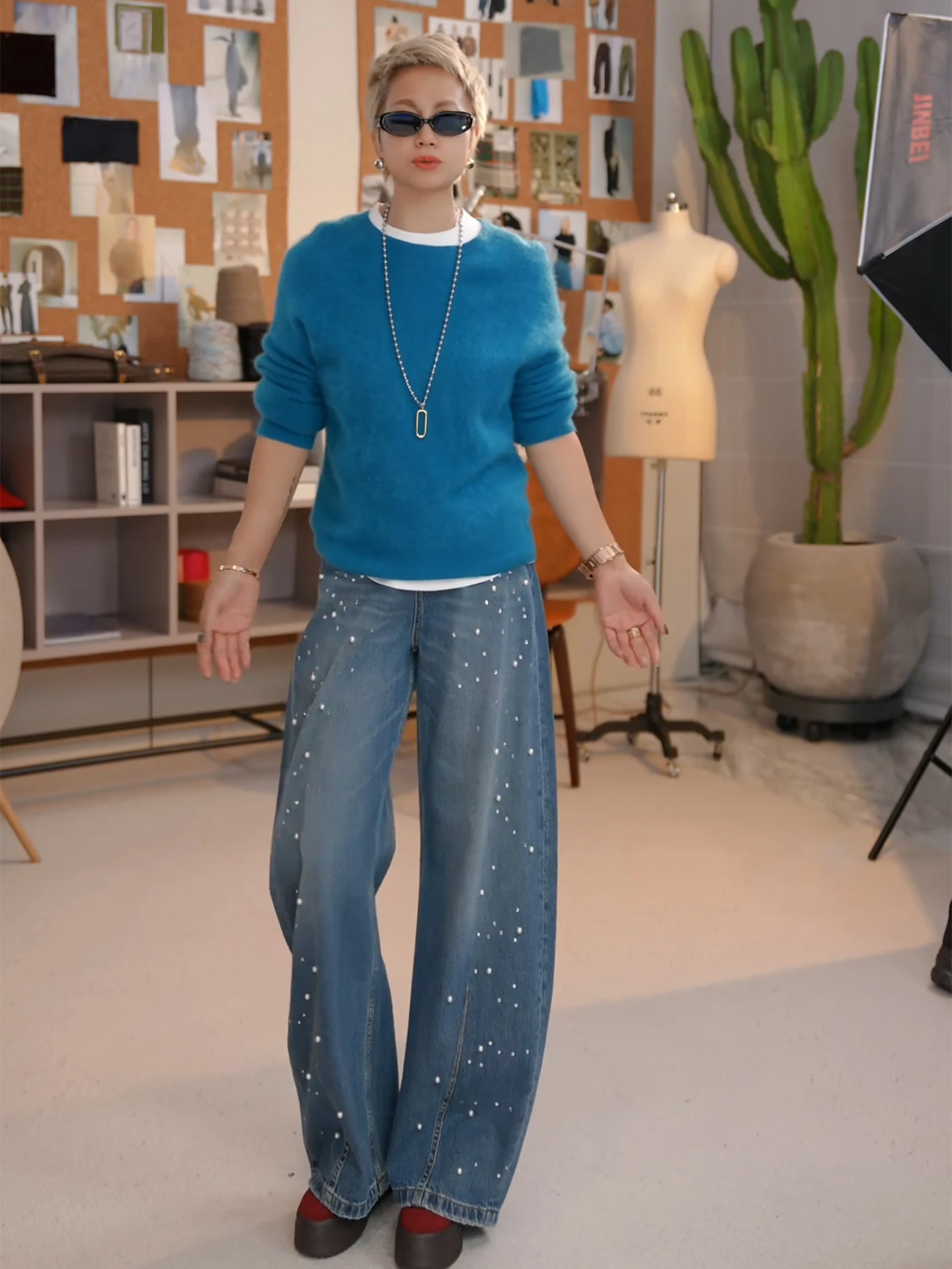 

Джинсы MGX Vintage Blue Wa с высокой талией, эластичные, прямого кроя, свободные, из 100% хлопка, для женщин