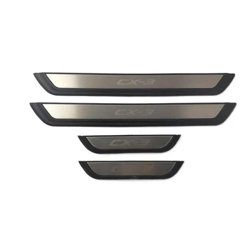 4PCS/SET ABS Stainless Steel For 2017-2022 Mazda CX-3 CX3 CX 3 Auto Door Sill Pedal Scuff Plate Decoration Cover Car Accessories