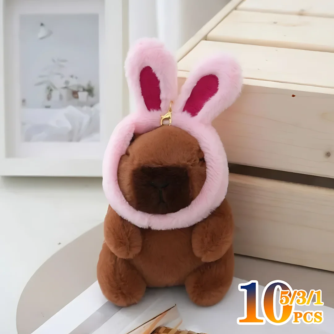 1/3/5/10PCS Band Kapybara Plush Doll Pendant Easter Cute Bunny Capybara Keychain Bag Charm Children's Holiday Birthday Gift