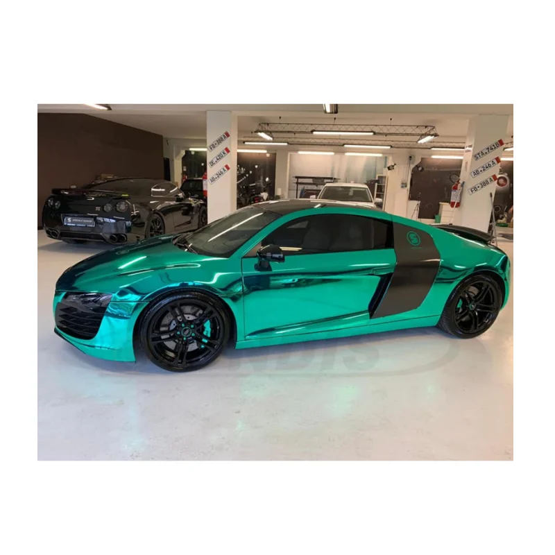 

Новые светло-зеленые хромированные зеркальные наклейки на кузов автомобиля, ПВХ, безвоздушные пузыри, виниловая пленка