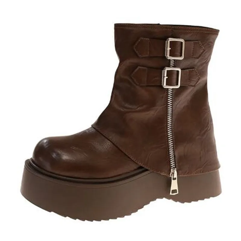 

2026 Luxury High Quality and Versatile Fashion New Comfortable Platform Women Short Boots Autumn Winter Thick Heel Women's Boot