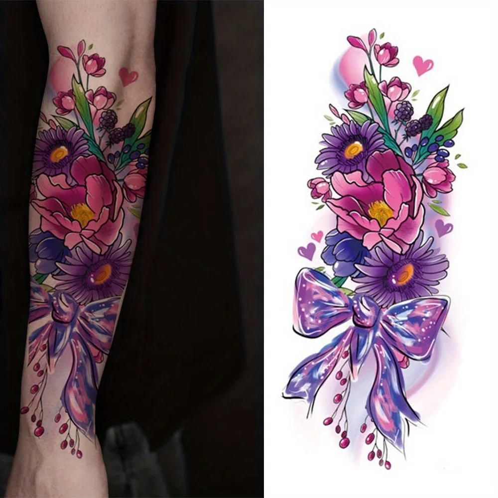 1pc Butterfly Love Tattoo Sticker, Suitable for Women's Beautiful and Fashionable Body Decoration with Colorful Designs
