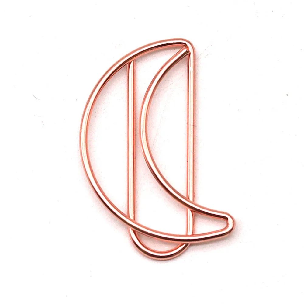 10 قطعة مشبك ورق على شكل قمر مشبك ورق ذهبي وردي مشبك ورق مطلي ذهبي دبوس قرطاسية مكتبي لطيف مقاطع أدوات مكتبية لطيفة