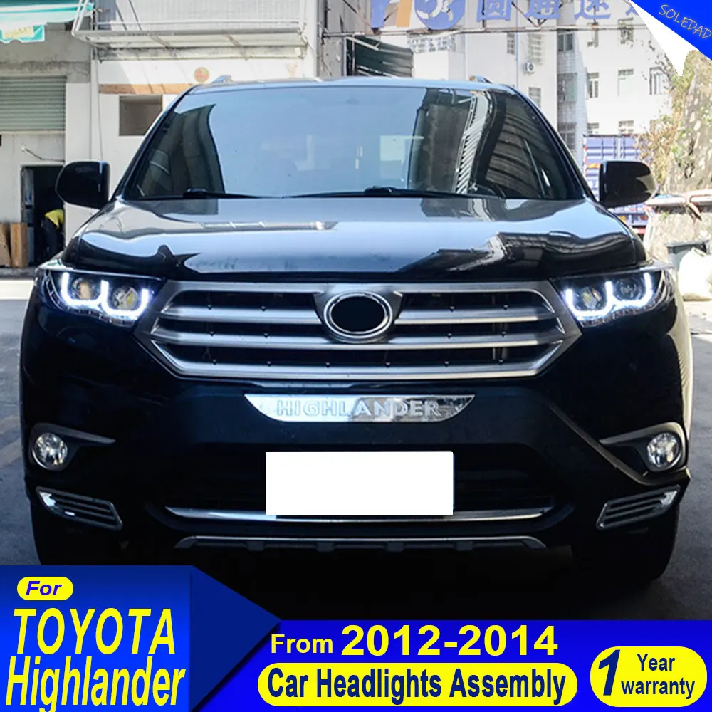 Car Headlight Assembly For Toyota Highlander 2012 2013 2014 LED Car Front lamps Upgrade Dual Projector Lens Accessories