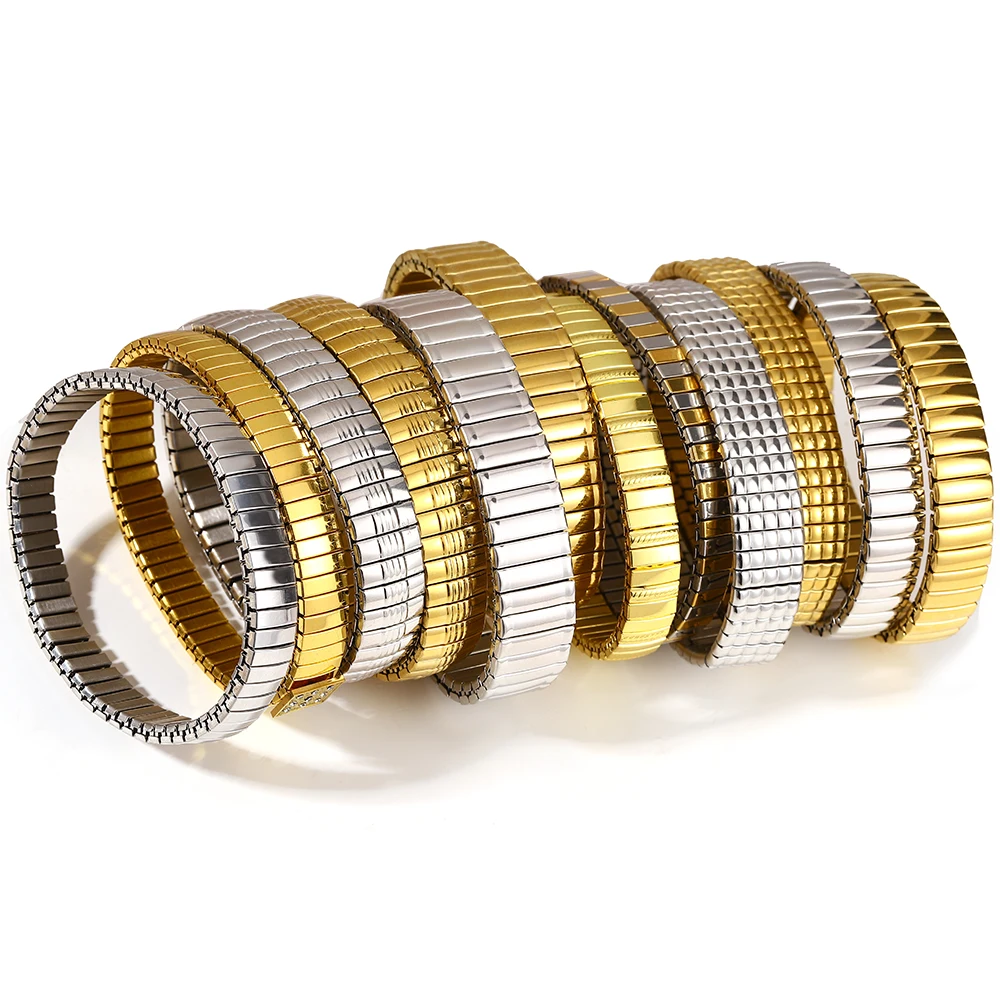 Lifefontier Chunky szeroka elastyczna regulowana bransoletka ze stali nierdzewnej dla kobiet serce para przyjaźń opaska na nadgarstek prezenty