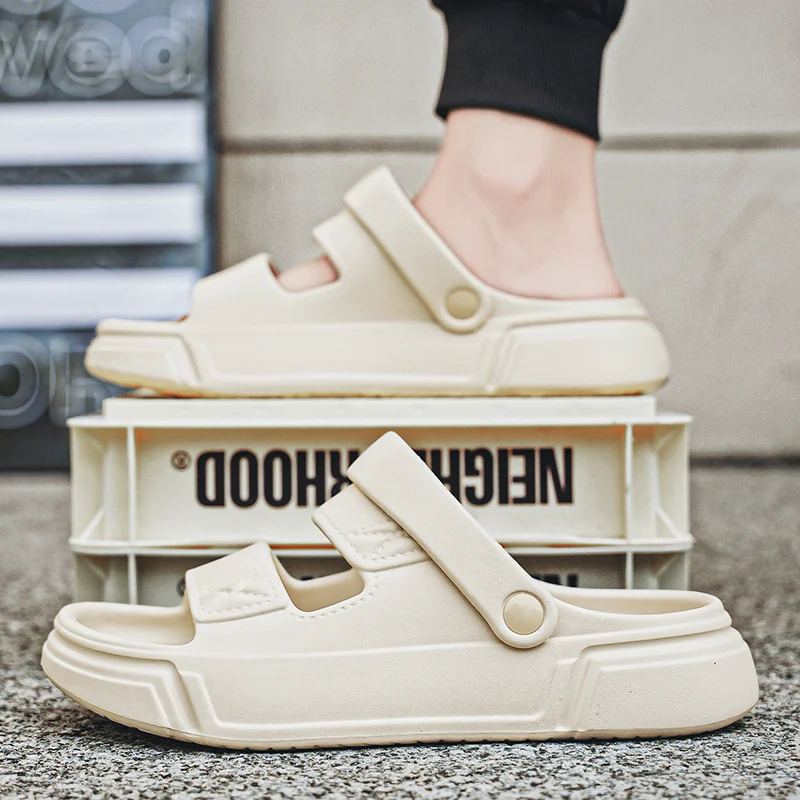 

Indoor Outdoor Casual EVA Slippers Closed Toe Couple Thick Sole Non-slip Soft Cloud Feel Trendy Daily Slippers