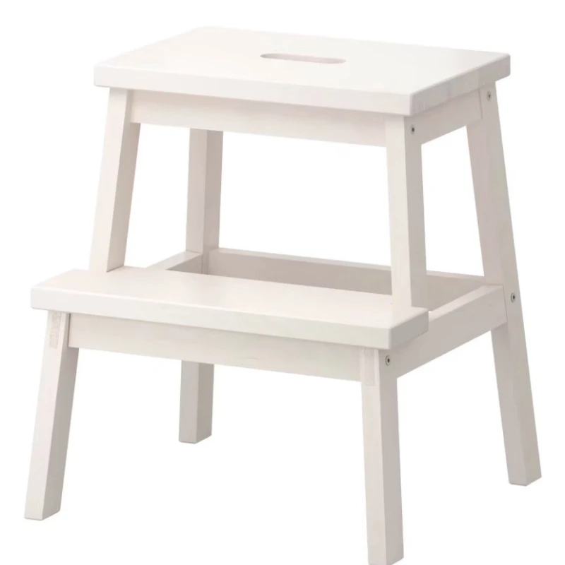 Sgabello a due livelli in legno massello, sgabello da bagno, poggiapiedi antiscivolo per adulti e bambini, stabile e durevole, vernice ecologica