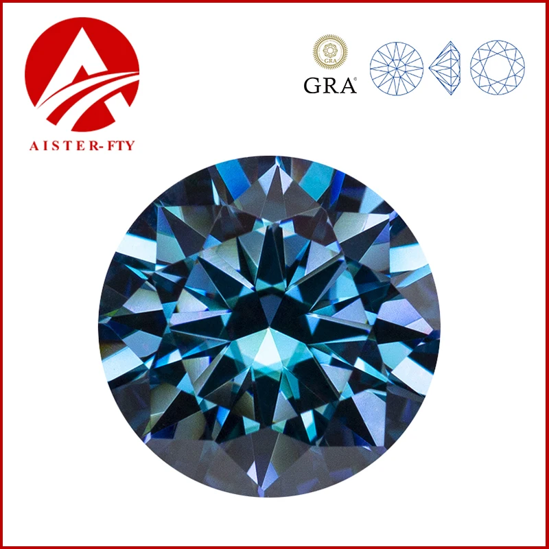 Sapphire Blue Moissanite Loose Gemstones 0.5-5.0ct Certified Moissanita Stone Positive Pass Diamond Tester with GRA Certificate