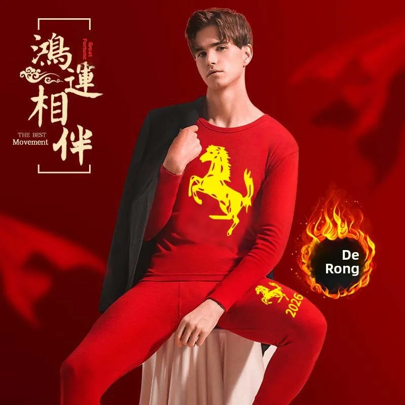 

Теплый молодежный модный комплект с принтом: красный бархатный комплект для повседневной носки и занятий спортом, состоящий из длинной футболки и длинных брюк.