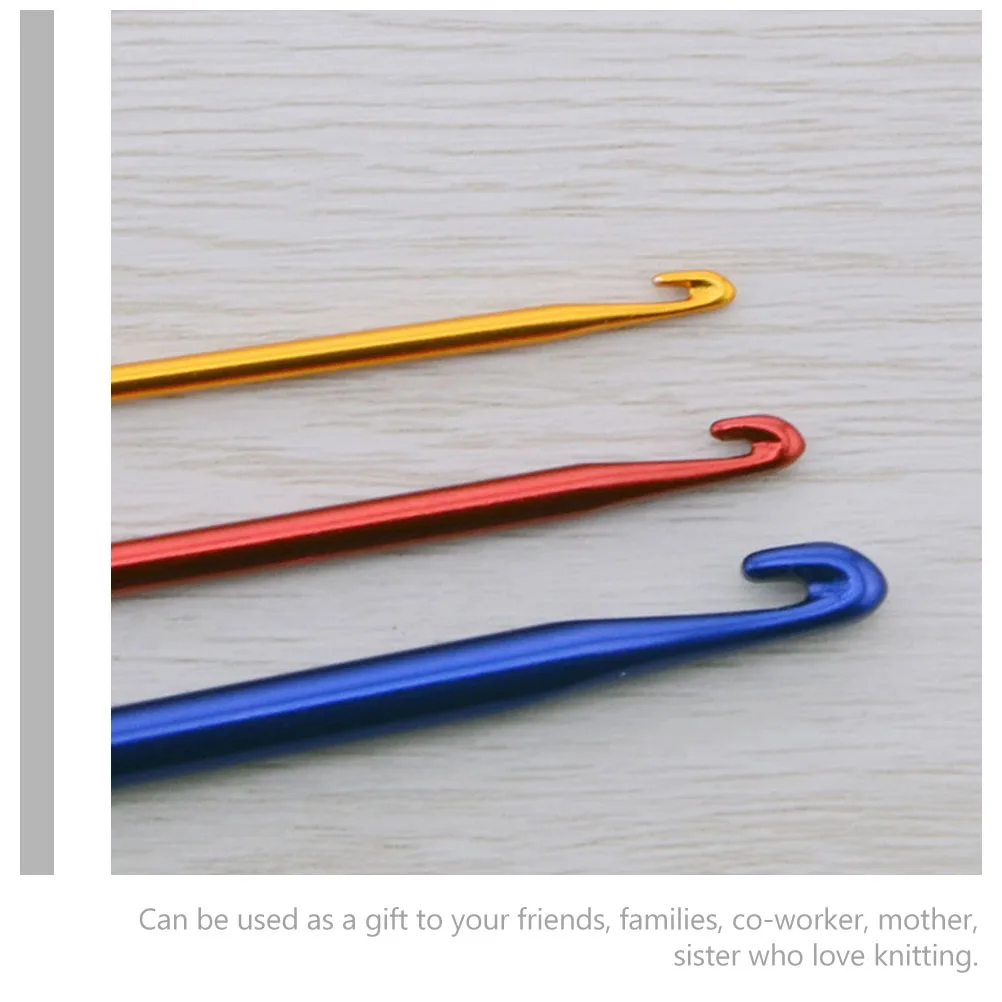 9Pcs Set Jarum Rajut Aluminium Manual DIY Kepala Tunggal untuk Sweater Hiasan Renda Alat Rajut Aksesoris Benang Jarum Rajut
