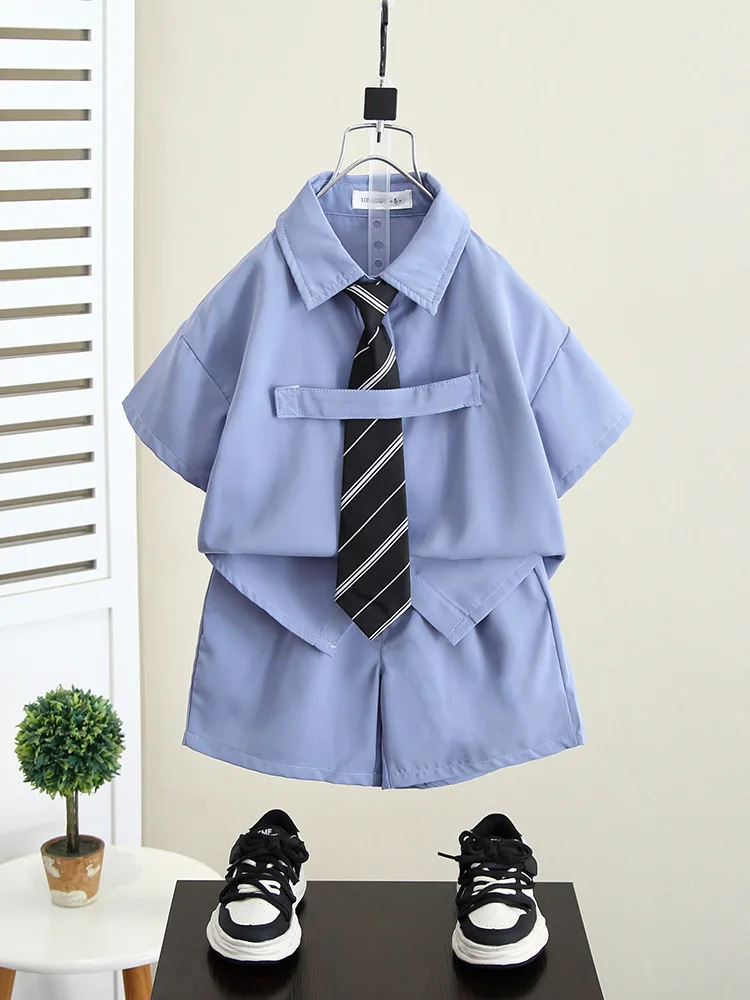 

New Summer Baby Clothes Suit Children Gentleman's Suit Boys Fashion Shirt Shorts 2Pcs/Sets Toddler Kids Vacation Set 2-11 Years