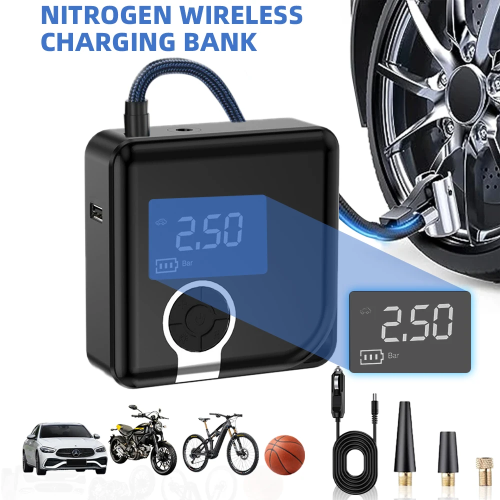 Mini Nitrogen inflatable Pump 100 PSI Aluminum Cube Bike Air Pump Inflator Schrader Valve  Air Compressor MTB Bicycle